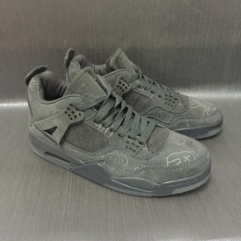 KAWS x Air Jordan 4 Sample Graffiti Grey Shoes - Click Image to Close